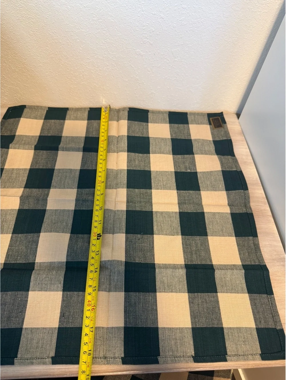 Set of 4 Green and Cream Checkered Cotton Napkins